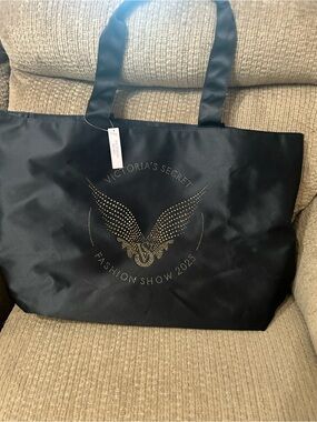 Victoria's Secret Black Tote with Gold Stud Wing Emblem